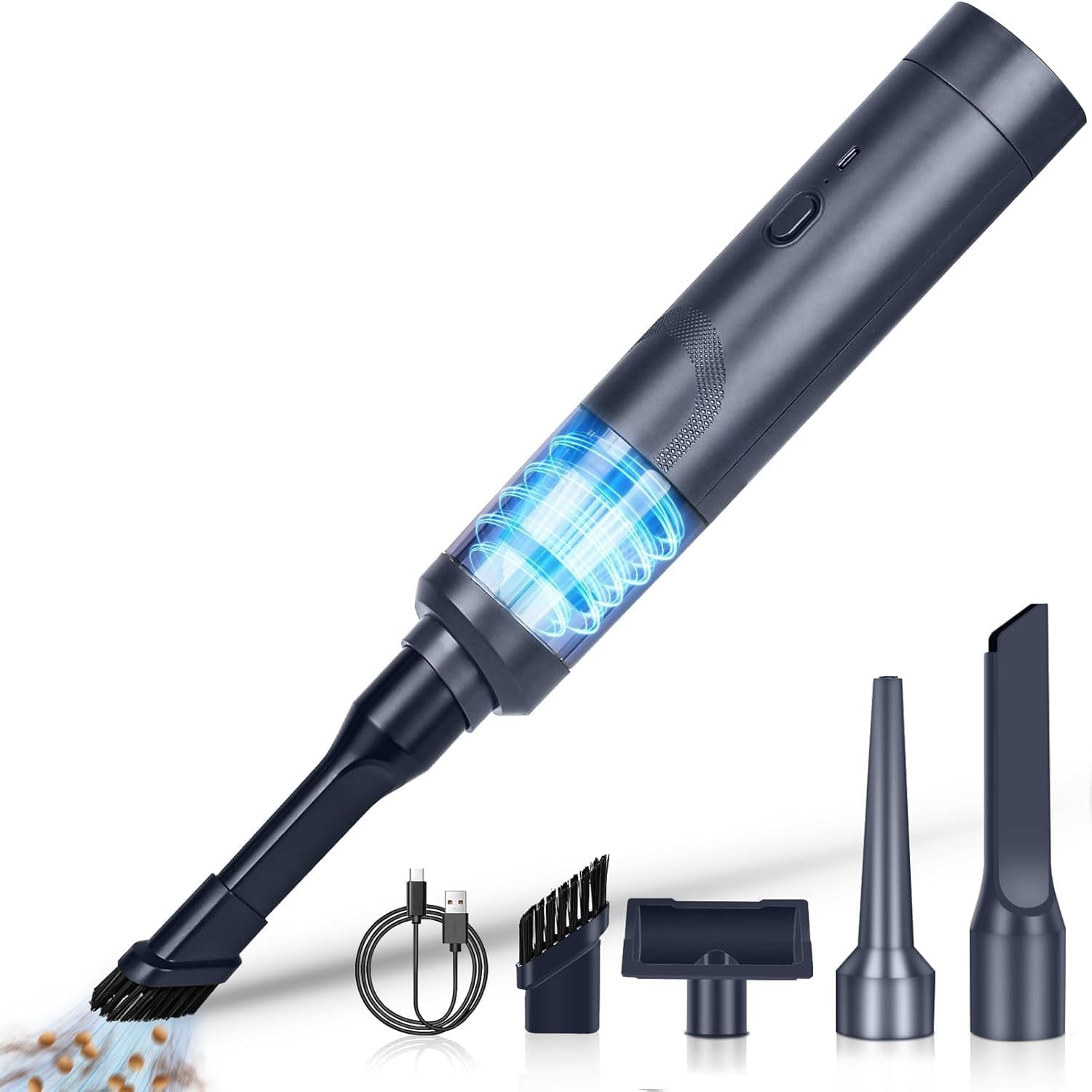 Mini Aspirateur Sans Fil, 5000Pa 90W Aspirateur À Main Puissant, Portable USB Rechargeable Vacuum Cleaner Pour Maison, Bureau Et Poils D'Animaux (Noir)