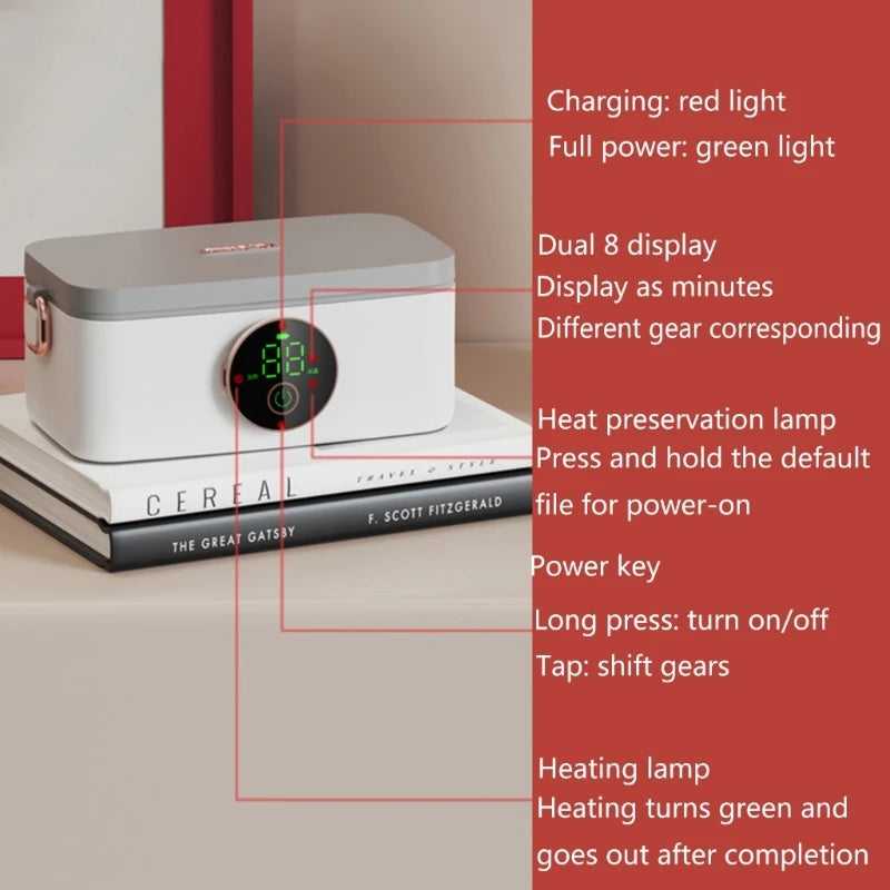 Wireless Rechargeable Water-Free Lunch Box 16000Mah Lunch Container Food Warmer